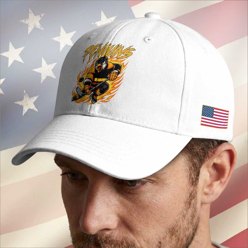 Penguin Playing Ice Hockey Baseball Cap Funny Sports Fan Gift TS12 Print Your Wear