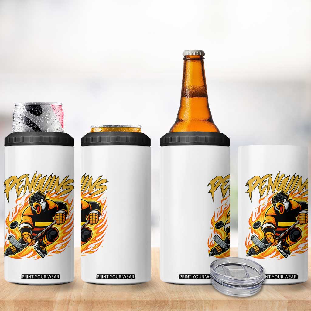 Penguin Playing Ice Hockey 4 in 1 Can Cooler Tumbler Funny Sports Fan Gift TS12 Print Your Wear