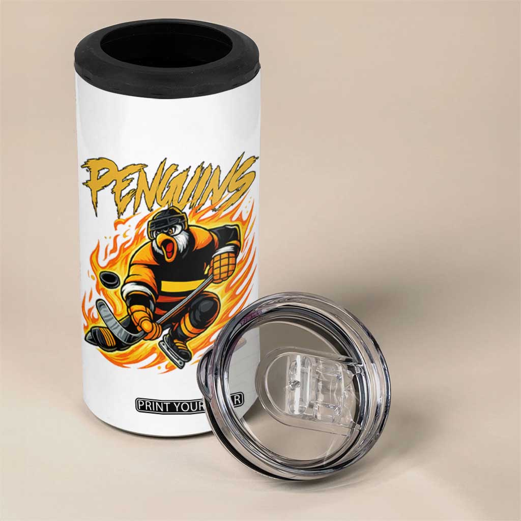 Penguin Playing Ice Hockey 4 in 1 Can Cooler Tumbler Funny Sports Fan Gift TS12 Print Your Wear