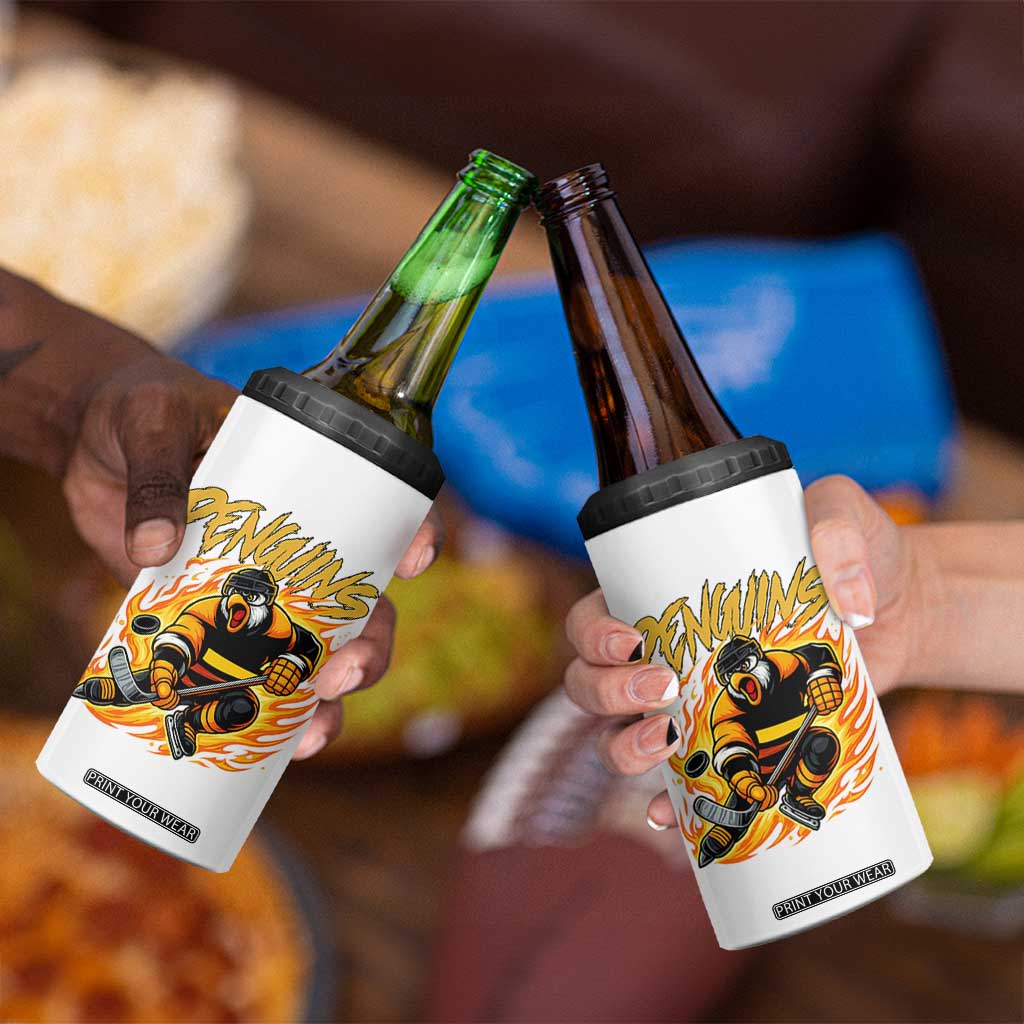 Penguin Playing Ice Hockey 4 in 1 Can Cooler Tumbler Funny Sports Fan Gift TS12 Print Your Wear