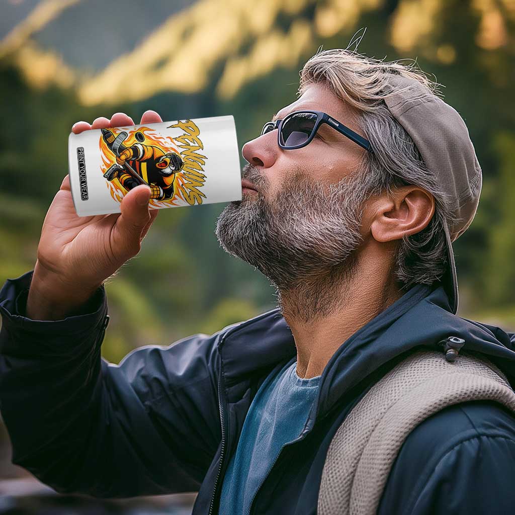 Penguin Playing Ice Hockey 4 in 1 Can Cooler Tumbler Funny Sports Fan Gift TS12 Print Your Wear