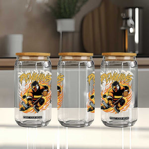 Penguin Playing Ice Hockey Glass Can Funny Sports Fan Gift TS12 Print Your Wear