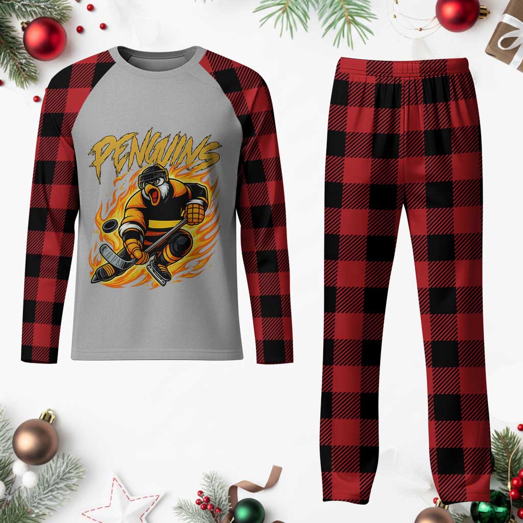 Penguin Playing Ice Hockey Plaid Pajama Set Funny Sports Fan Gift TS12 Buffalo Plaid Print Your Wear