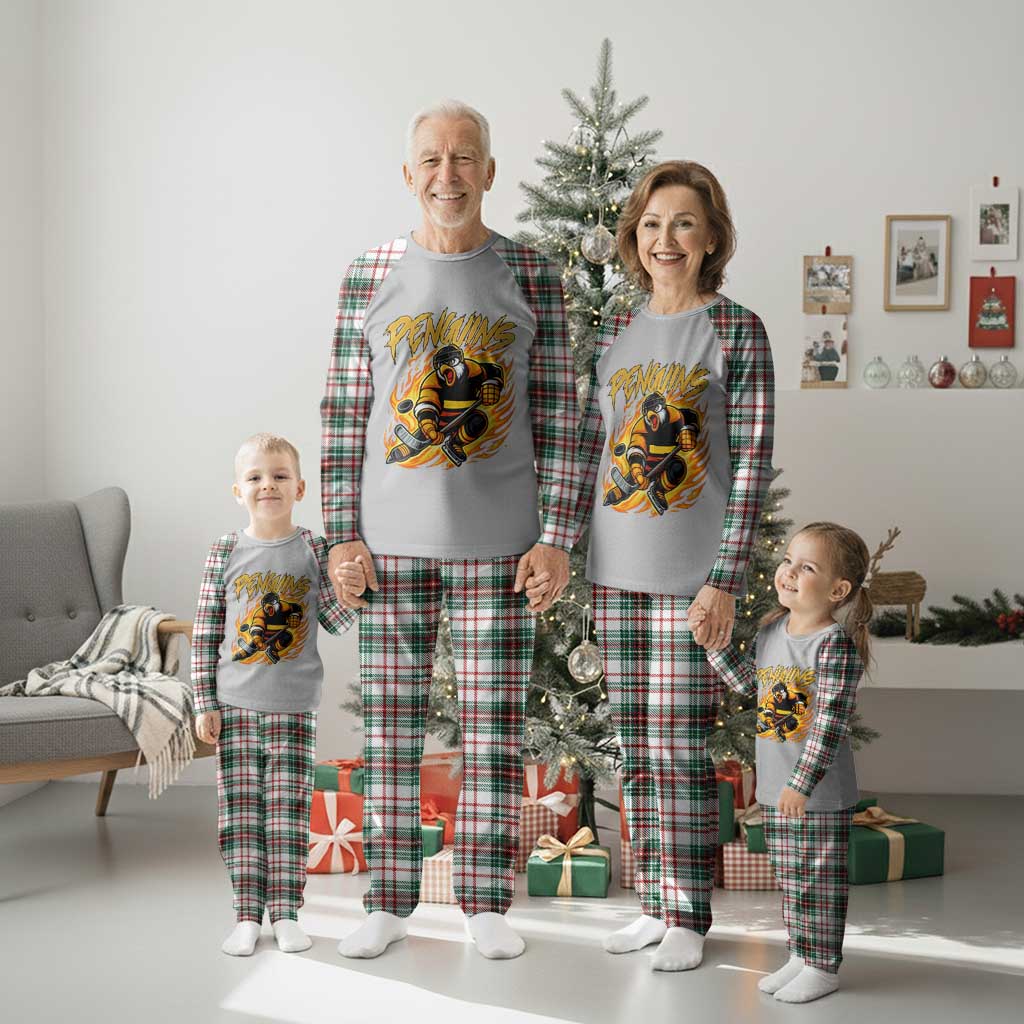 Penguin Playing Ice Hockey Plaid Pajama Set Funny Sports Fan Gift TS12 Christmas Plaid Print Your Wear