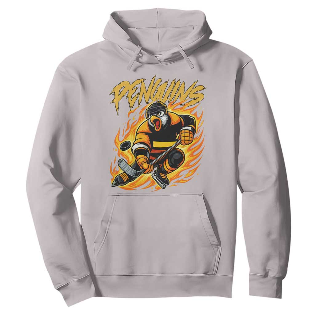 Penguin Playing Ice Hockey Hoodie Funny Sports Fan Gift TS12 Ice Gray Print Your Wear