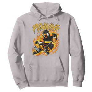 Penguin Playing Ice Hockey Hoodie Funny Sports Fan Gift TS12 Ice Gray Print Your Wear