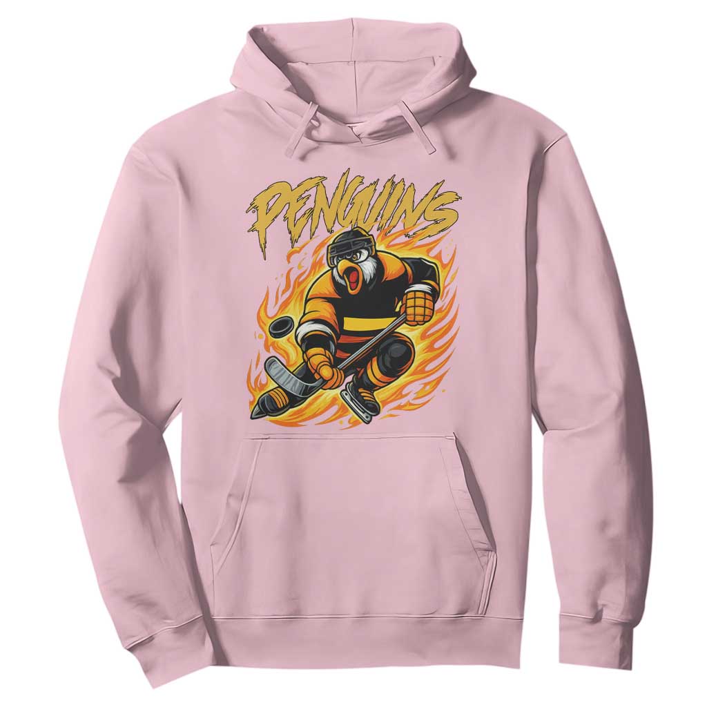 Penguin Playing Ice Hockey Hoodie Funny Sports Fan Gift TS12 Light Pink Print Your Wear