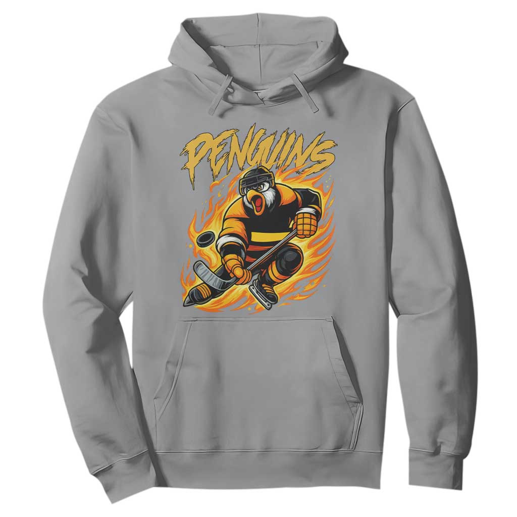 Penguin Playing Ice Hockey Hoodie Funny Sports Fan Gift TS12 Sport Gray Print Your Wear