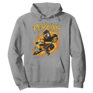 Penguin Playing Ice Hockey Hoodie Funny Sports Fan Gift TS12 Sport Gray Print Your Wear