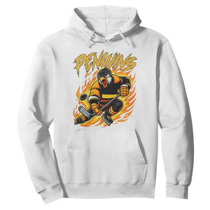 Penguin Playing Ice Hockey Hoodie Funny Sports Fan Gift TS12 White Print Your Wear