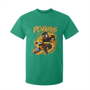 Penguin Playing Ice Hockey T Shirt For Kid Funny Sports Fan Gift TS12 Irish Green Print Your Wear