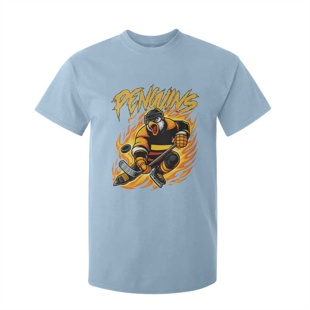 Penguin Playing Ice Hockey T Shirt For Kid Funny Sports Fan Gift TS12 Light Blue Print Your Wear