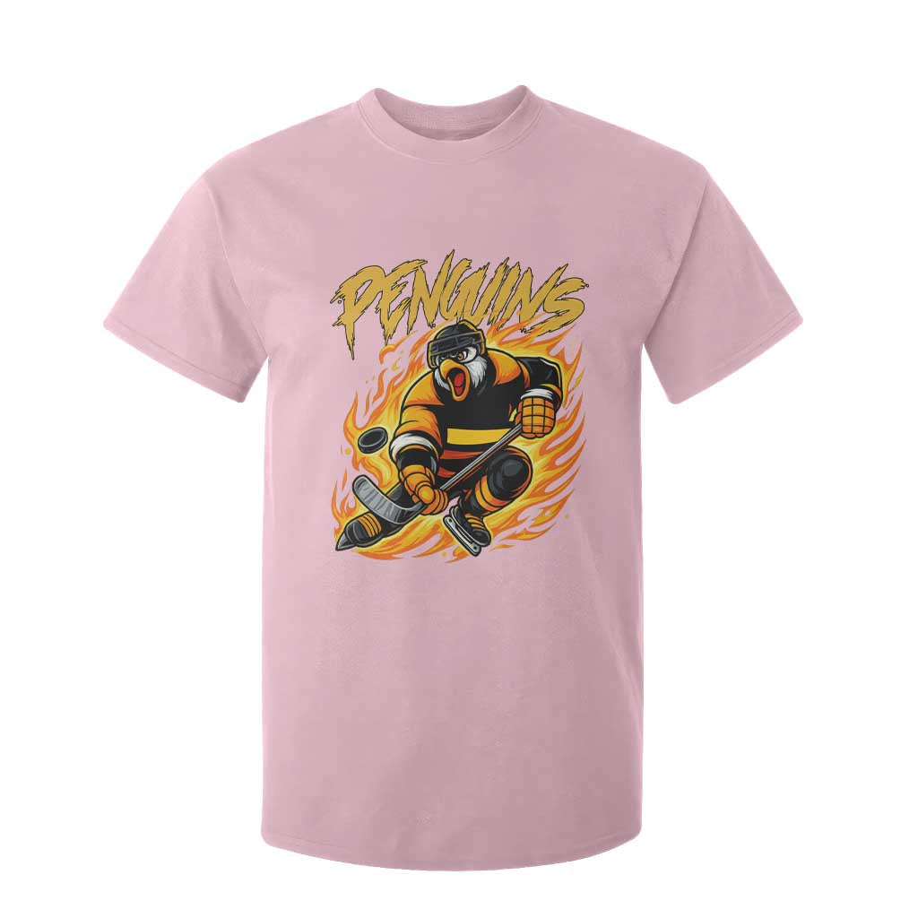 Penguin Playing Ice Hockey T Shirt For Kid Funny Sports Fan Gift TS12 Light Pink Print Your Wear