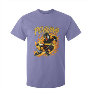 Penguin Playing Ice Hockey T Shirt For Kid Funny Sports Fan Gift TS12 Violet Print Your Wear