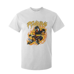 Penguin Playing Ice Hockey T Shirt For Kid Funny Sports Fan Gift TS12 White Print Your Wear