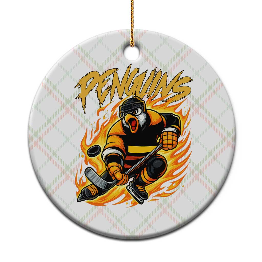 Penguin Playing Ice Hockey Ceramic Ornament Funny Sports Fan Gift TS12 1pc Christmas Plaid Print Your Wear