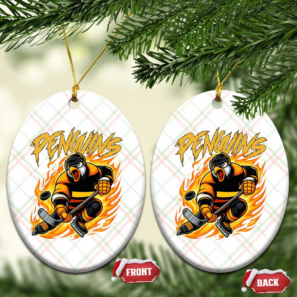 Penguin Playing Ice Hockey Ceramic Ornament Funny Sports Fan Gift TS12 Print Your Wear