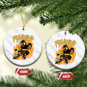 Penguin Playing Ice Hockey Ceramic Ornament Funny Sports Fan Gift TS12 1pc White Marble Print Your Wear