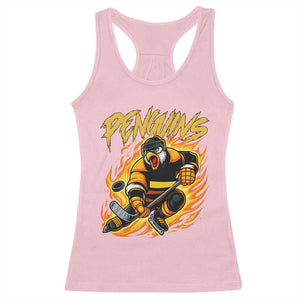 Penguin Playing Ice Hockey Racerback Tank Top Funny Sports Fan Gift TS12 Light Pink Print Your Wear
