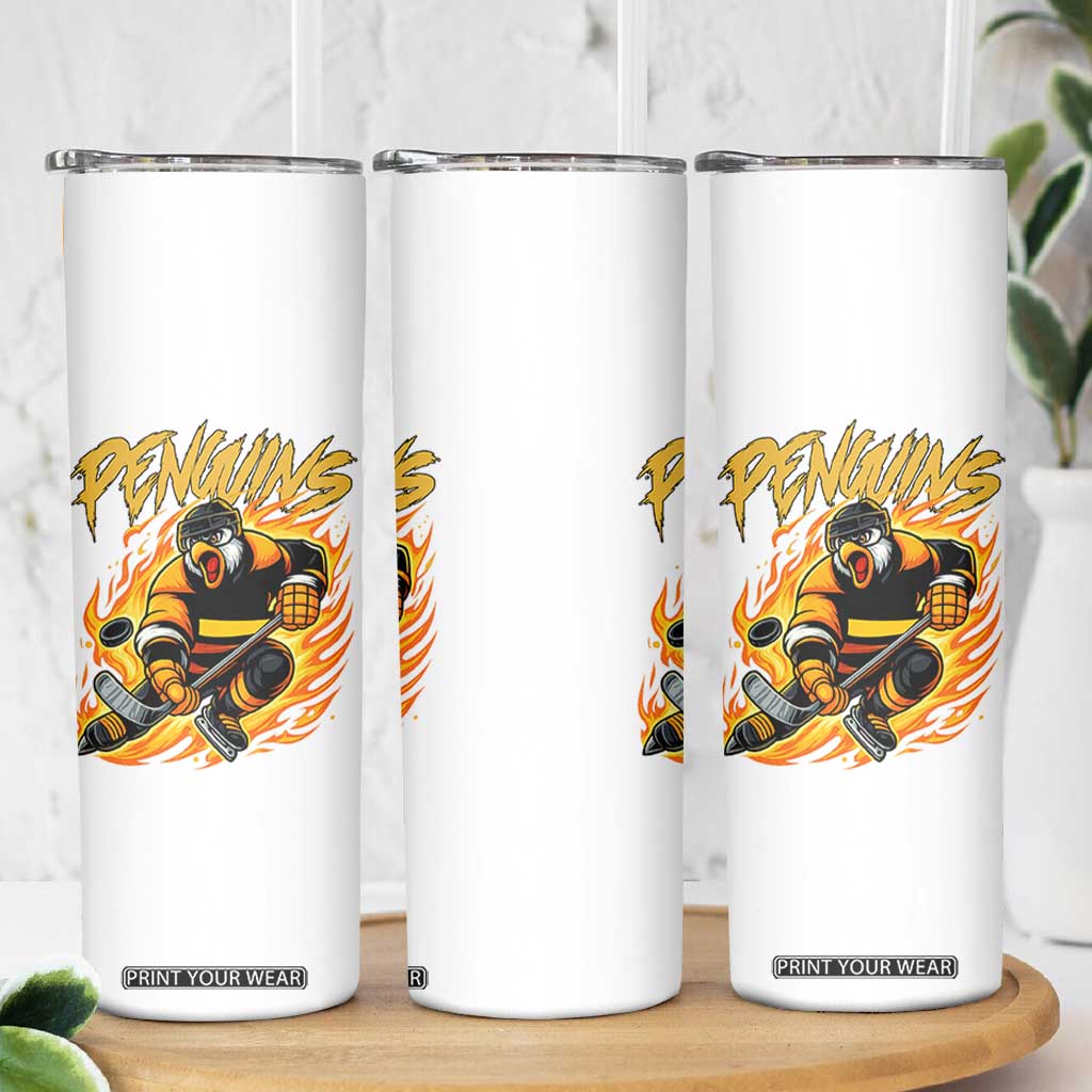 Penguin Playing Ice Hockey Skinny Tumbler Funny Sports Fan Gift TS12 Print Your Wear