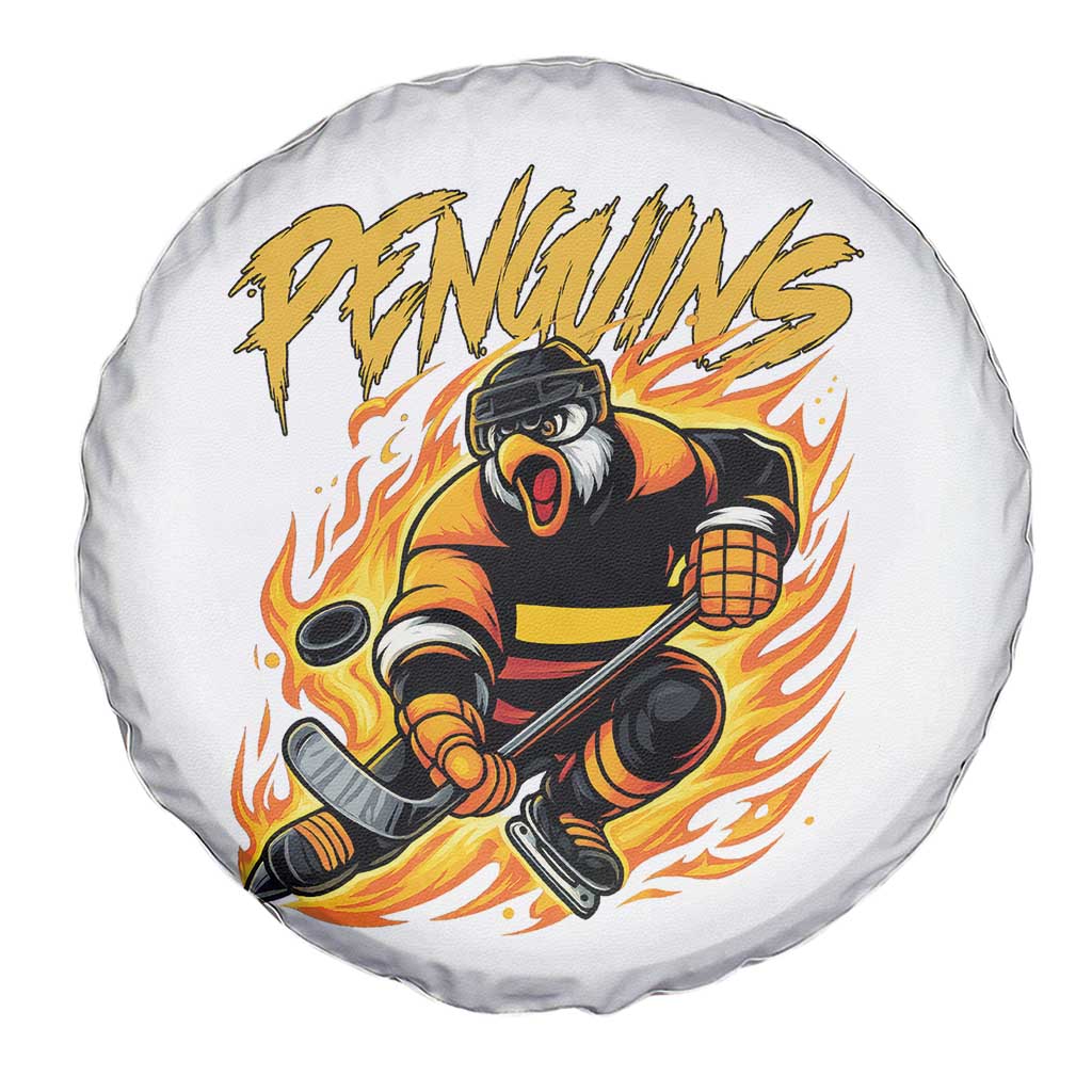 Penguin Playing Ice Hockey Spare Tire Cover Funny Sports Fan Gift TS12 Print Your Wear