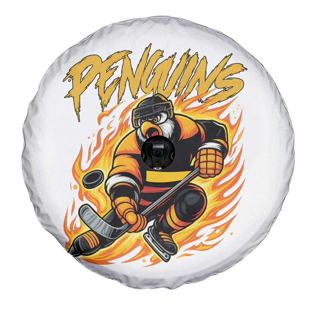 Penguin Playing Ice Hockey Spare Tire Cover Funny Sports Fan Gift TS12 Print Your Wear