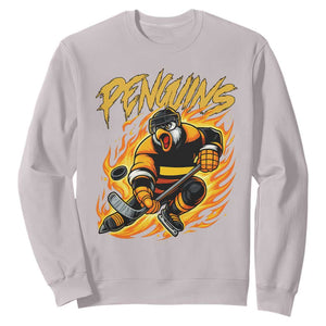 Penguin Playing Ice Hockey Sweatshirt Funny Sports Fan Gift TS12 Ice Gray Print Your Wear