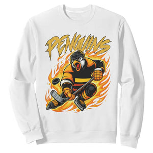 Penguin Playing Ice Hockey Sweatshirt Funny Sports Fan Gift TS12 White Print Your Wear