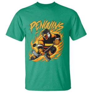 Penguin Playing Ice Hockey T Shirt Funny Sports Fan Gift TS12 Irish Green Print Your Wear