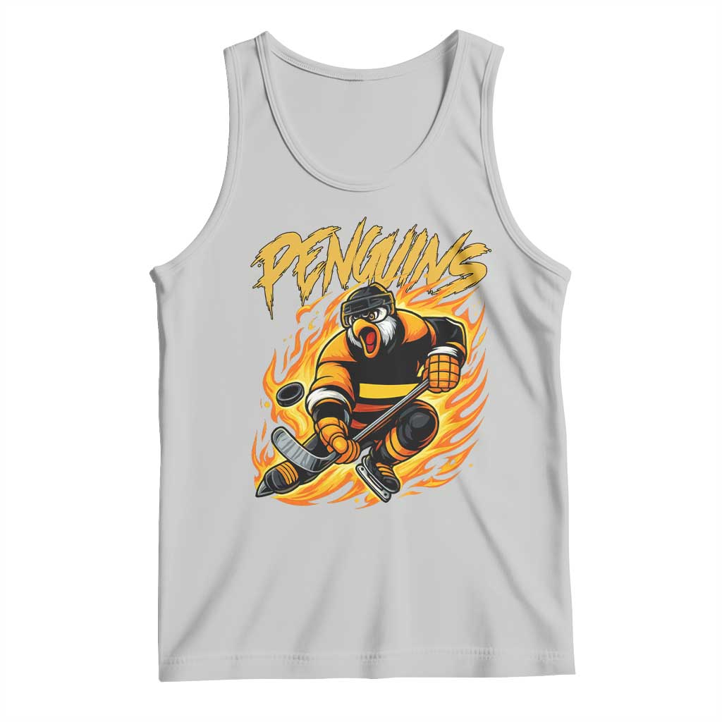 Penguin Playing Ice Hockey Tank Top Funny Sports Fan Gift TS12 Ash Print Your Wear