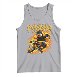 Penguin Playing Ice Hockey Tank Top Funny Sports Fan Gift TS12 Athletic Heather Print Your Wear