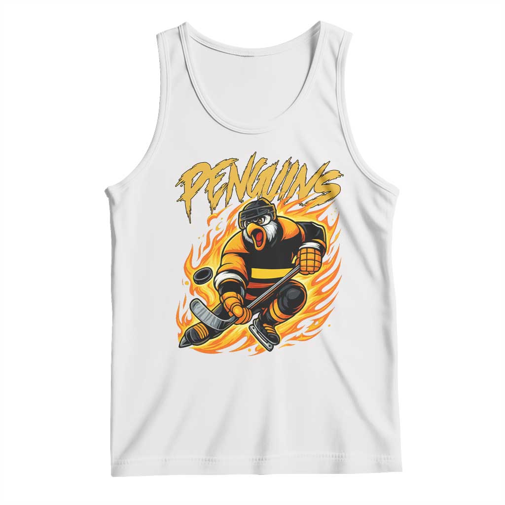 Penguin Playing Ice Hockey Tank Top Funny Sports Fan Gift TS12 White Print Your Wear