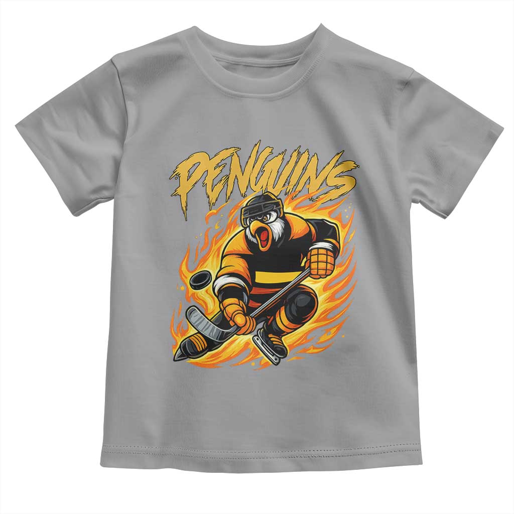 Penguin Playing Ice Hockey Toddler T Shirt Funny Sports Fan Gift TS12 Sport Gray Print Your Wear