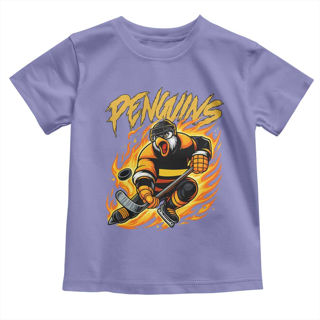Penguin Playing Ice Hockey Toddler T Shirt Funny Sports Fan Gift TS12 Violet Print Your Wear