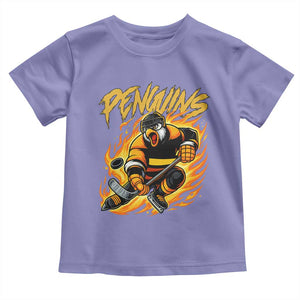 Penguin Playing Ice Hockey Toddler T Shirt Funny Sports Fan Gift TS12 Violet Print Your Wear