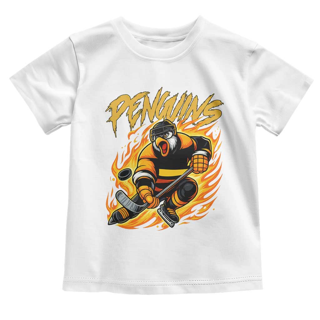 Penguin Playing Ice Hockey Toddler T Shirt Funny Sports Fan Gift TS12 White Print Your Wear