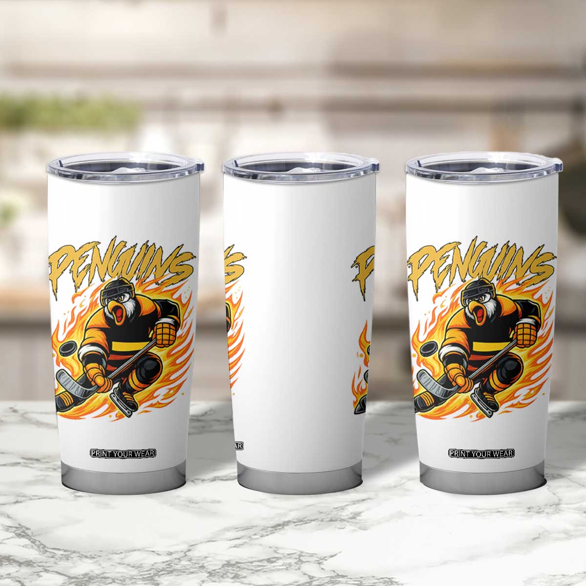 Penguin Playing Ice Hockey Tumbler Cup Funny Sports Fan Gift TS12 Print Your Wear