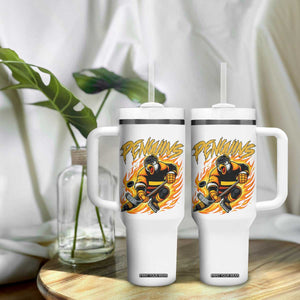Penguin Playing Ice Hockey Tumbler With Handle Funny Sports Fan Gift TS12 Print Your Wear