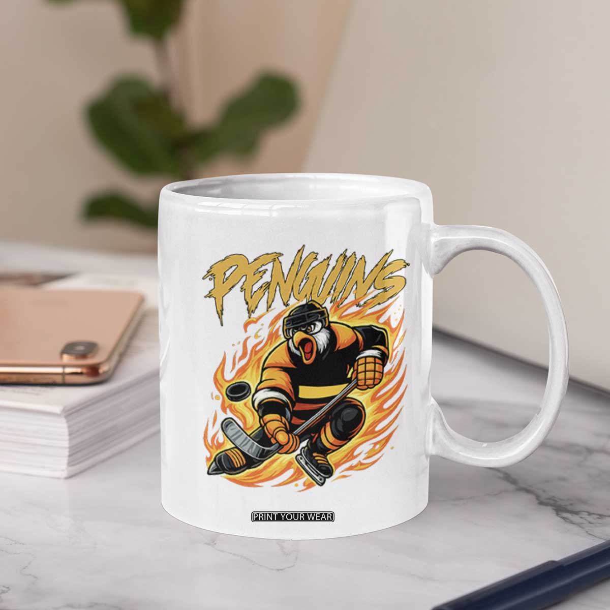 Penguin Playing Ice Hockey Coffee Mug Funny Sports Fan Gift TS12 Print Your Wear