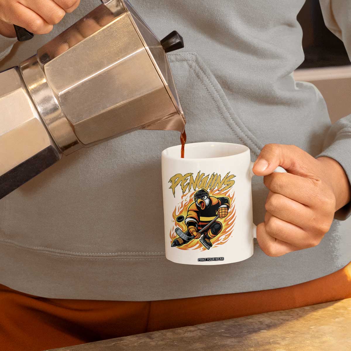 Penguin Playing Ice Hockey Coffee Mug Funny Sports Fan Gift TS12 Print Your Wear