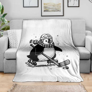 Cute Penguin Playing Ice Hockey Throw Blanket Funny Sports Lover Gift TS12 Print Your Wear