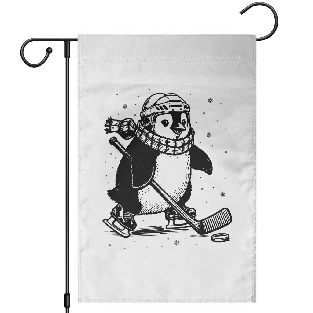 Cute Penguin Playing Ice Hockey Garden Flag Funny Sports Lover Gift TS12 White Print Your Wear
