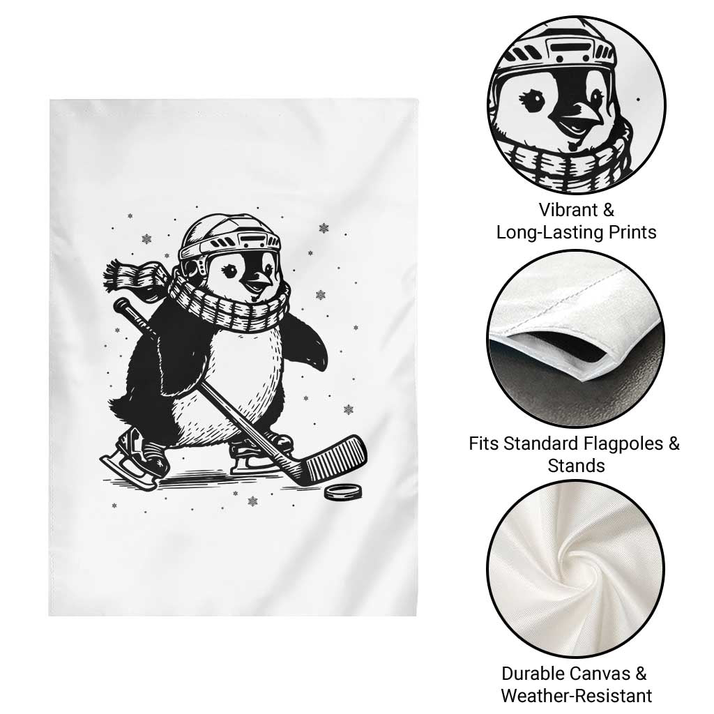 Cute Penguin Playing Ice Hockey Garden Flag Funny Sports Lover Gift TS12 Print Your Wear