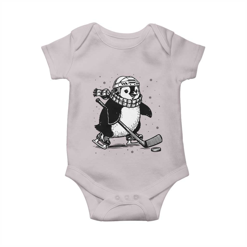 Cute Penguin Playing Ice Hockey Baby Onesie Funny Sports Lover Gift TS12 Ice Gray Print Your Wear