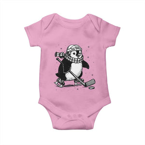 Cute Penguin Playing Ice Hockey Baby Onesie Funny Sports Lover Gift TS12 Light Pink Print Your Wear