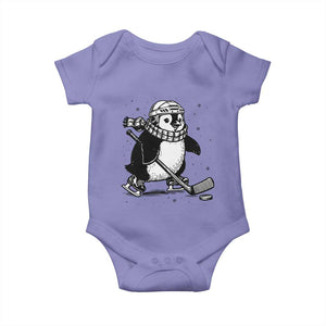 Cute Penguin Playing Ice Hockey Baby Onesie Funny Sports Lover Gift TS12 Violet Print Your Wear