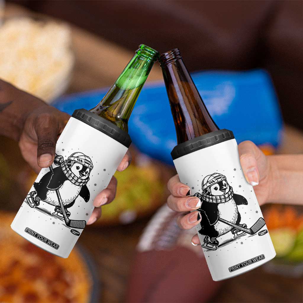 Cute Penguin Playing Ice Hockey 4 in 1 Can Cooler Tumbler Funny Sports Lover Gift TS12 Print Your Wear