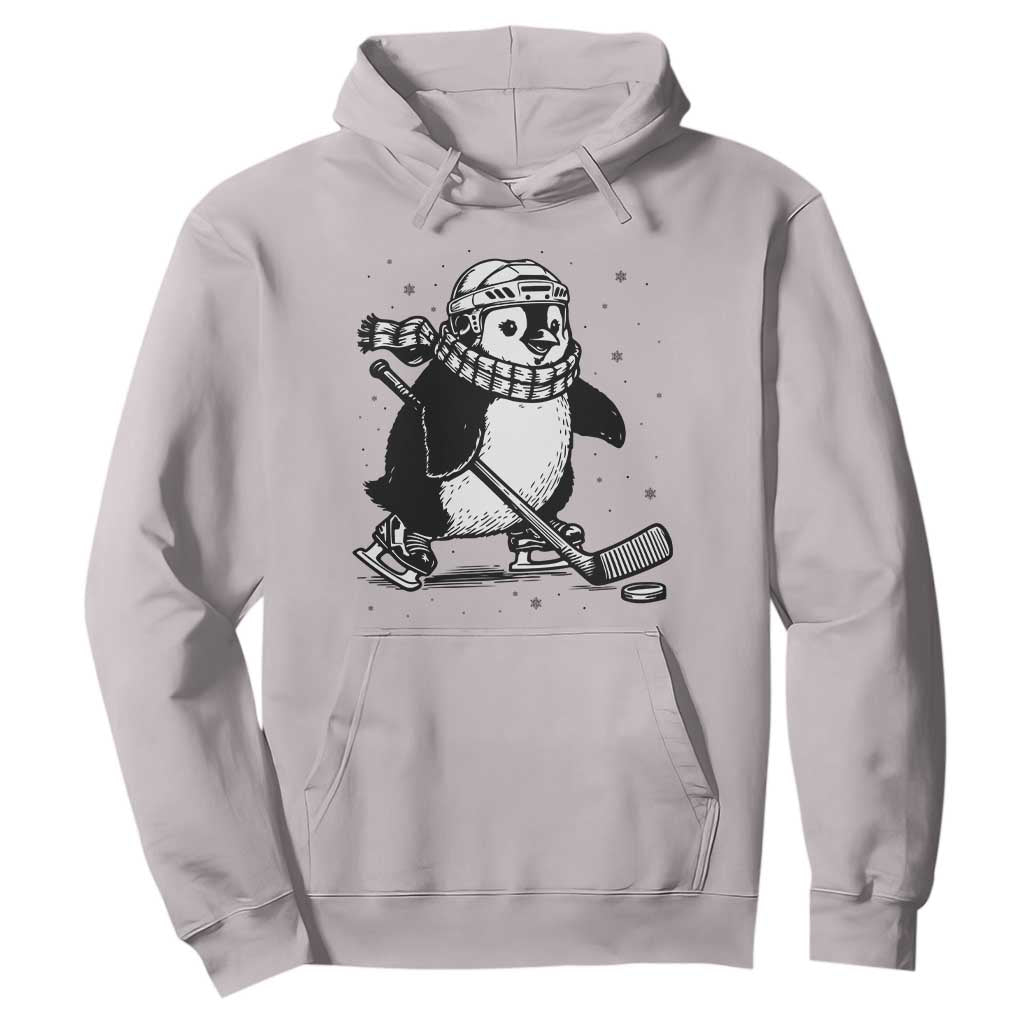 Cute Penguin Playing Ice Hockey Hoodie Funny Sports Lover Gift TS12 Ice Gray Print Your Wear