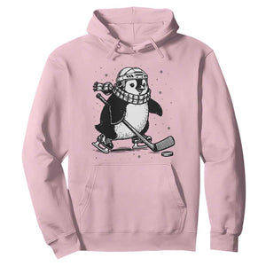 Cute Penguin Playing Ice Hockey Hoodie Funny Sports Lover Gift TS12 Light Pink Print Your Wear