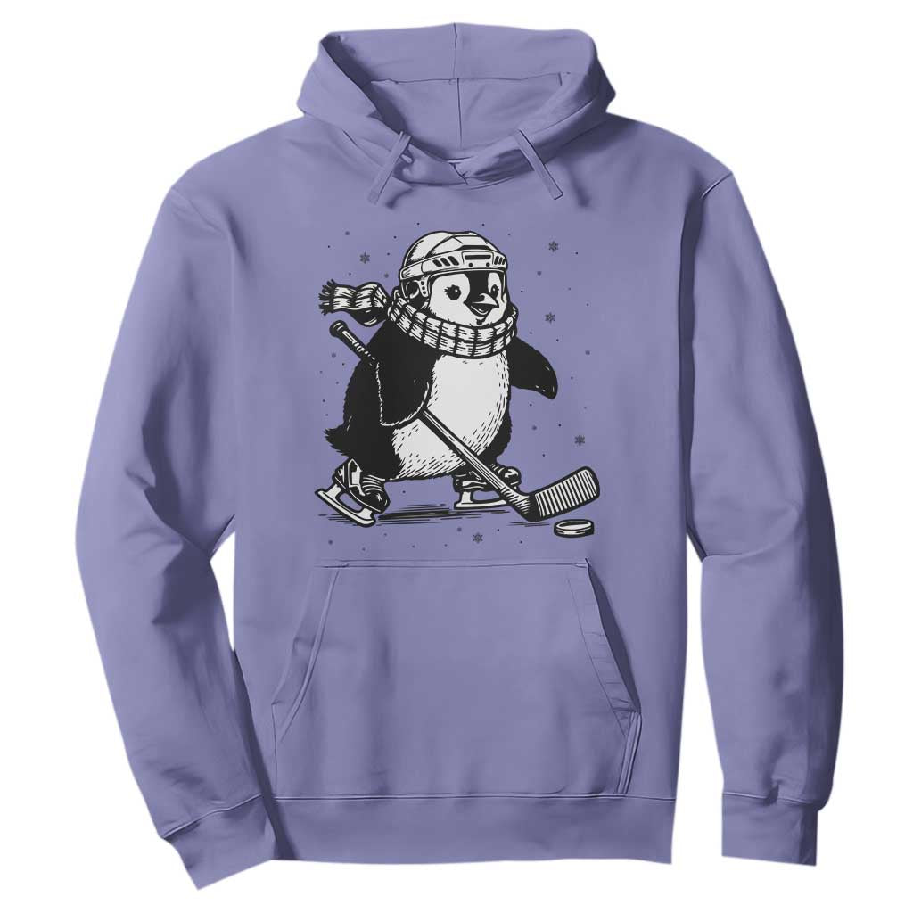 Cute Penguin Playing Ice Hockey Hoodie Funny Sports Lover Gift TS12 Violet Print Your Wear